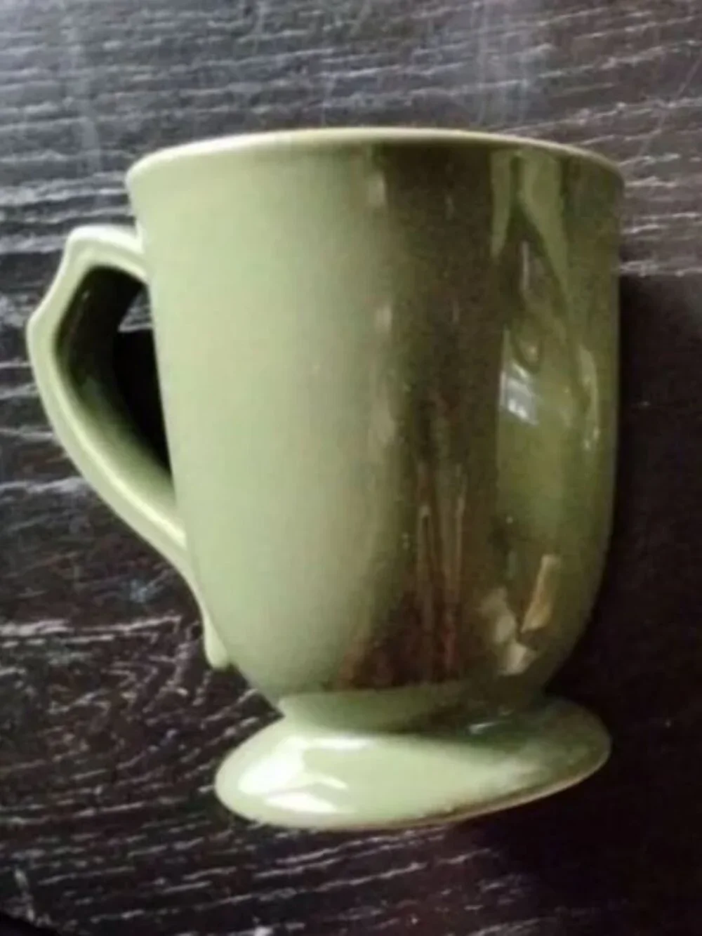 Two Vintage Green Gibson Pedestal Mugs